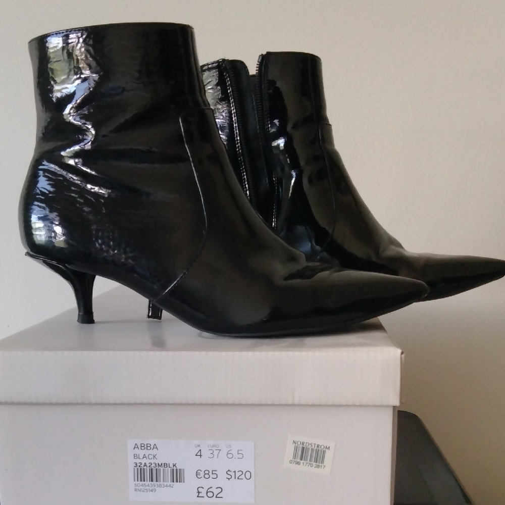 Topshop Glossy Black Heeled Boots